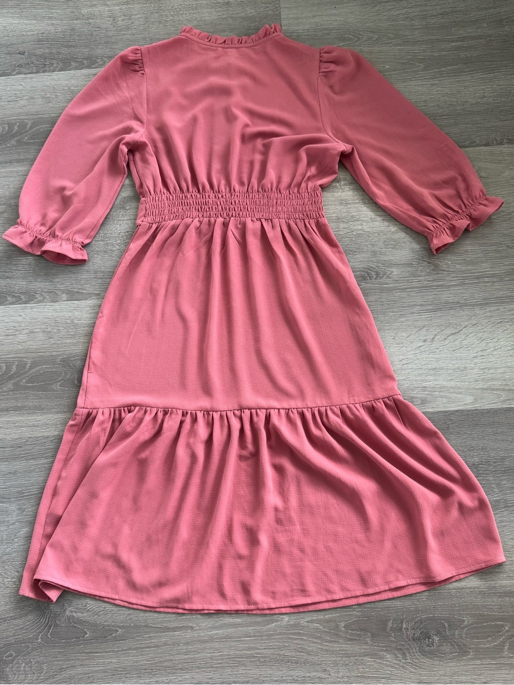 Monteau Rose-Pink Ruffle-Neck Midi Dress - Picture 10 of 10